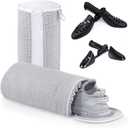 Shoe Laundry Bags for Washing Machine, 2024 New Reusable Laundry Shoe Bag for Washer and Dryer, Fluffy Fibers 360 Wrap-Around Cleaning, 2 Pairs Adjustable Shoe Trees for All Shoes, Gray