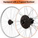 Hiland 26" 27.5" 28" x1.75" Alloy Bike Rim for 1.75 to 2.215 Inch Wide Tire, Front & Back MTB Wheelset with 7 Speed Freewheel, Bolt On Axle, Bicycle Accessories for Adult Bikes