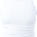 OQQ Women's 1 Piece Tank Tops Crew Neck Sleeveless Basic Stretch Casusal Yoga White, Size M 