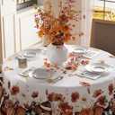 XCHI Fall Pumpkin Love Heart Football Maple Leaves Tablecloth Round Washable Table Covers for Home Party Decorations 70x70 Inch