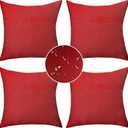 Demetex 18x18 Pillow Covers Outdoor Square Throw Pillow Covers Accent Waterproof Linen Pillowcases for Sofa Couch Bed Hanging Chair, Set of 4, 18 x 18 Inch, Red