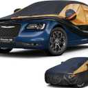 Heavy Duty Sedan Car Cover Custom Fit Chrysler 300 (1998-2025), Car Covers for Automobiles Waterproof All Weather, Outdoor Full Exterior Covers with Zipper and Cotton Lining. Black
