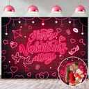Happy Valentine's Day Backdrop Red Glitter Heart Neon Photography Background Valentines Day Party Decorations Supplies