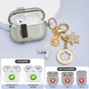 2 x for Airpods Pro 2nd/1st Generation Case Shining Black with Lock&Bling Keychain for Women&Girly,Cute Soft TPU Clear Cases Cove for Airpods Pro 2 Case with Cleaning Kit,Phone Holder Function