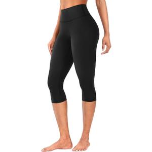 YEOREO Ease Womens Workout Capri Leggings 17" No Front Seam High Waisted Hidden Scrunch Gym Yoga Pants, XS