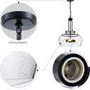 WUZUPS Chandelier Rustic Farmhouse Industrial Round Ceiling Pendant LED Light Fixture Clear Seeded Glass Shade for Dining Room Kitchen Island Foyer Entryway, H 20.9" x W 15.9", Black