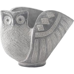 Concrete Owl Animal Planter, Rustic Vintage Style Cement Plant Pot for Home & Garden, Decorative Planter with Drainage Hole, Animal Flower Vase & Garden Sculpture (Large, Gray)