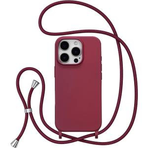 ZTOFERA for iPhone 13 Pro Case with Strap,Crossbody Phone Case with Adjustable Neck Shoulder Lanyard,Soft Silicone Shockproof Protective Phone Cover for iPhone 13 Pro 6.1 inch-Wine Red