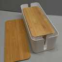 2 Pack Large Cable Management Box – Wooden Style Cord Organizer and Cover for TV Wires, Computer, Router, USB Hub and Under Desk Power Strip – Safe ABS Material and Baby-Pets Proof Lock (White)