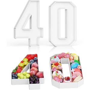 Cardboard Number for Charcuterie, 13.7" Cardboard Number 40 Set Fillable Number for Food Paper Mache Number Boxes for Cupcake Sweet Candy 40th Birthday Anniversary Party Decorations