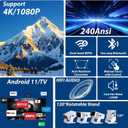 Wielio 2026 Smart Projector Android TV with WiFi 6 and Bluetooth 5.0 Built in 1000+ Apps 240 ANSI Portable Bedroom Mini Movie Projector Support 4K/1080P Auto Keystone & Zoom