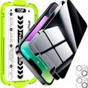 Esanik [2+2 Pack for iPhone 14 Privacy Screen Protector  Anti-Spy Tempered Glass & Camera Lens Cover, Military-Grade 9H Hardness, Anti-Scratch, Flawless Fit Tray