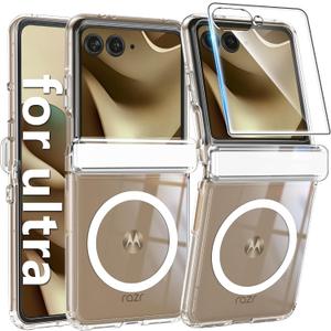 FNTCASE for Motorola Razr-Ultra-2026/2025 Magsafe Case: Military Grade Drop Protection, Hinge Protection, Anti Yellowing Cell Phone Cover - Rugged Shockproof Protective Transparent Phonecase(Clear)