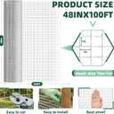 16 Gauge Galvanized Hardware Cloth 48in x 100ft Silver 1 inch Welded Garden Fence Roll for Gardens, Chicken Coops & Poultry Animal Netting Cage