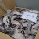 BATTILO HOME Luxury Fluffy Faux Fur Throw Blanket, Cozy Warm Fur Blanket for Couch Sofa, Plush Fuzzy Fur Throws with Long Pile & Brushed Tips, 60"x80" (Cream&grey)