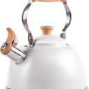 ROCKURWOK Tea Kettle, Tea Pot with Cool Touch Ergonomic Handle, Teapot Food Grade Stainless Steel, Tea Kettle Stovetop, Kettle Teapot, Whistling Tea Kettle, Tea Pot, 2.7 Quart (White)