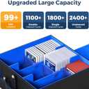 Budding Joy Card Deck Box for MTG with Small Case, 1800+ Commander Trading Card Storage Box with Portable Handle, Magnetic Deck Case Fits for Top Loader TCG, PTCG, Sports, Magic Cards, Black Blue (3 Rows)