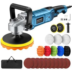 Buffer Polisher Kit for Car - 1600w 6/7 Inch Rotary Polisher Buffer Waxer,7 Variable Speed 1000-3300rpm,Detachable Handle Buffing Machine for Car Boat Sanding Polishing Waxing