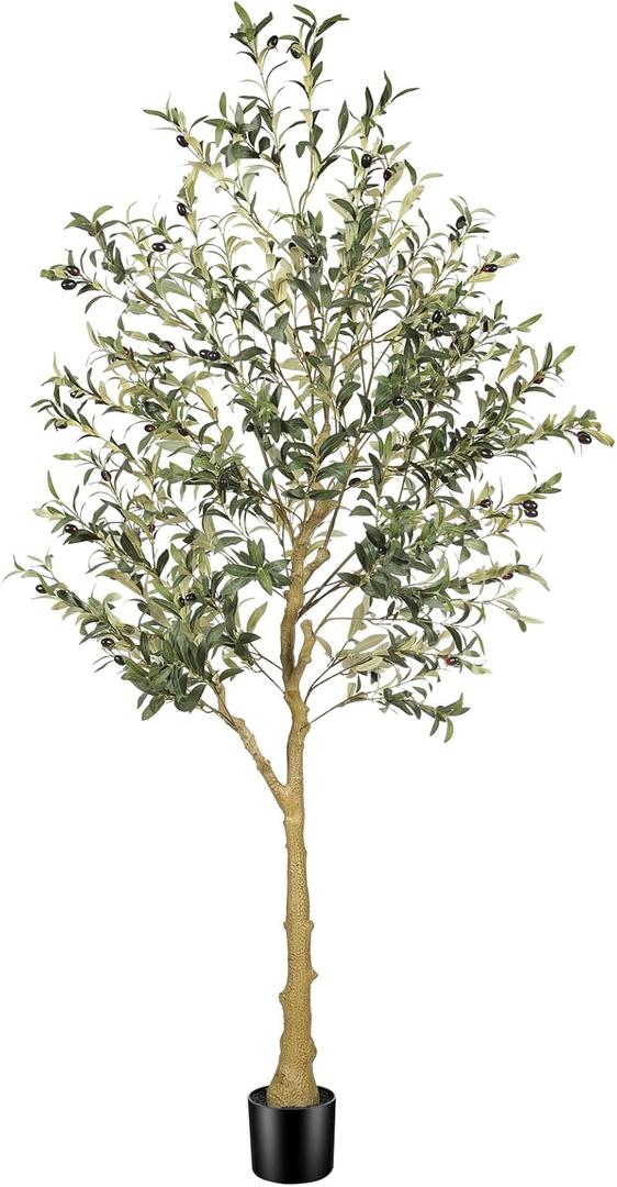 6ft Faux Olive Tree  Tall Artificial Olive Tree with Natural Trunk, Fake Olive Tree Indoor Decor, Olive Plant Artificial Indoor for Home and Office