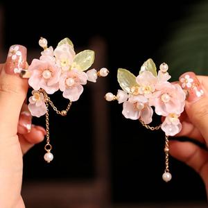 Chinese Hair Clip with Tassel Hanfu Decorative Hair Clips, Chinese Hair Accessories for Women 1 Pair (Pink)