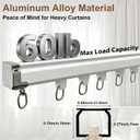Curtain Track, Ceiling Curtain Track, Wall/Ceiling Mount Curtains Rails, Heavy Duty Sliding Room Divider Curtains Tracks Rails Rod System with Rollers -7.5FT (2.3m)