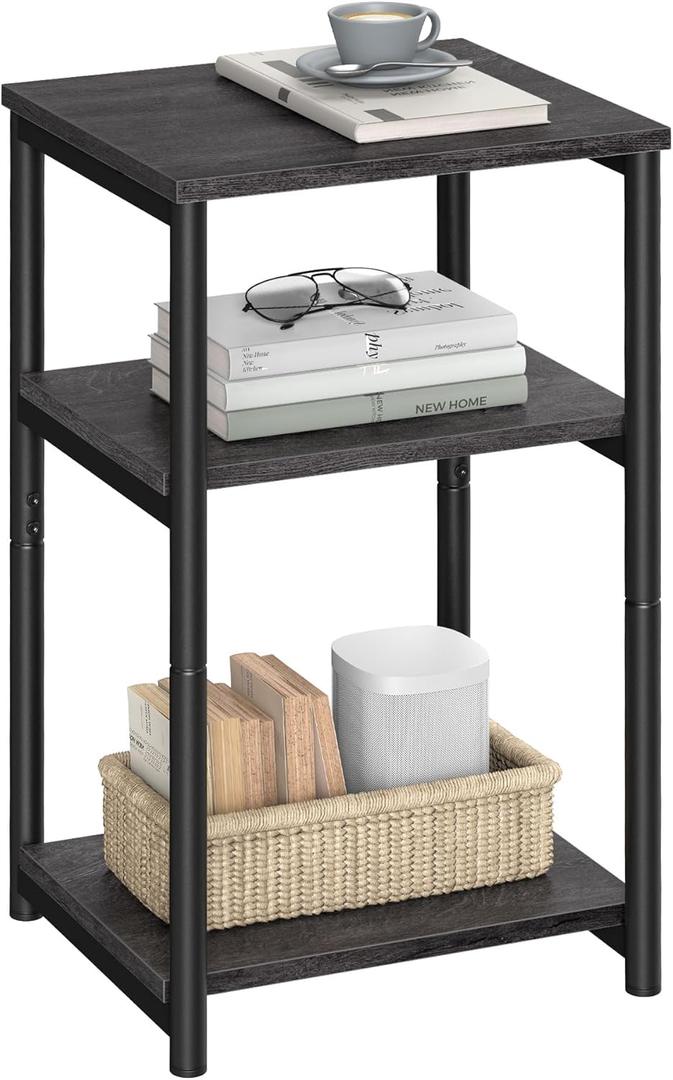 VASAGLE BARNET Collection - Side Table, Small End Table for Living Room, Modern Tall Nightstand, Bedroom, Office, Bathroom, Steel Frame, Misty Gray and Ink Black ULET273B68