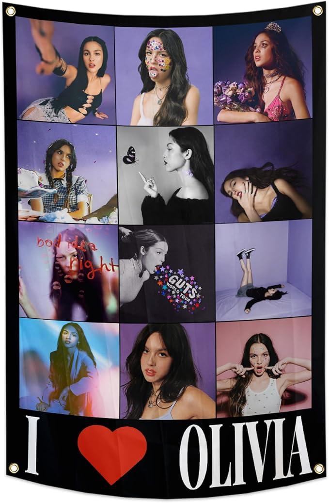 Generic Olivia Music Flags 2X3 Feet Rodrigo Funny Flag with 4 Brass Grommets for Bedroom Bar Living Room College Dorm Girl Bedroom Yard Decor, Pack of 30