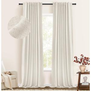 100% Blackout Shield Blackout Curtains for Bedroom Faux Linen Black Out Curtains 84 inch Length 2 Panels Set, Back Tab/Rod Pocket Thermal Insulated Drapes with Black Liner, 50''W x 84''L, Beige