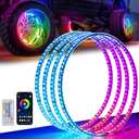 Ehaho 17" Double Row Wheel Lights, Brighter RGB Dream Chasing LED Rim Lights with App & Remote Control, Music Wheel Ring Light with Turn & Braking Signal Compatible with Various Trucks SUV Car4PCS