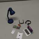 12Pcs Dollhouse Miniature Laptop Computer Tablet Phone Lamp Book Glasses Coffee Headset Simulation Accessories 1/12 1/6 Toy Pad Play Set Fits Barbie Doll Girl Mini Drink Party Office (Bule)