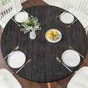 Smiry Round Picnic Tablecloth, Waterproof Elastic Fitted Table Covers for 36" - 44" Tables, Wipeable Flannel Backed Vinyl Tablecloths for Camping, Indoor, Outdoor, Black