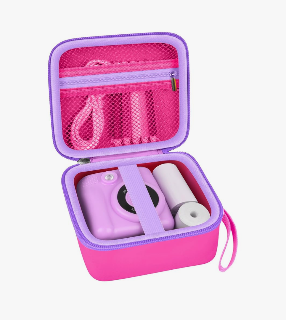 Kids Instant Print Camera Case Compatible with ESOXOFFORE for Dylanto for DUDUDRAGON for GKTZ for Dafotil for Careenoah for Aasonida Toddler Digital Prints Paper Storage Bag (Box Only) Bright Pink