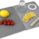 Bar Mat, Bar Accessories, Multifunctional Folding Cocktail Mat with Cutting Board, 18" X 12"(Gray) Drying Mats,Bar Mat for Countertops,Bar Decorations for Home, Outdoor Bar Accessories,Travel