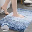 TECHMILLY Super Soft Shaggy Bathroom Rugs, Absorbent Thick Non Slip Microfiber Bath Rugs, Quick Dry Machine Washable Bath Mat for Bathroom Floor, Bathtub and Shower 17"x24" (Blue Gradient)