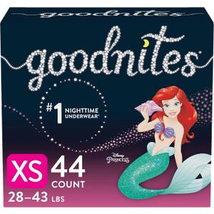 Huggies Goodnites Training Pants, Girls Bedwetting NightTime Underwear, Size XS, 28-43 lbs, 44 Count, Giga Pack