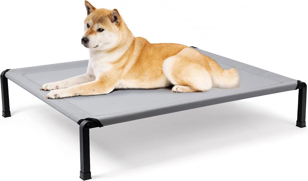Heeyoo Elevated Dog Bed, Cooling Raised Pet Cot with Chew Proof Mesh Fabric and Steel Frame, Portable Dog Cot Bed with No-Slip Rubber Feet, 42 in