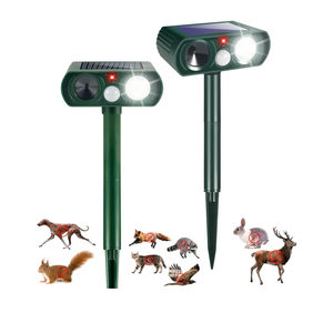 2 Pack Solar Animal Repellent Ultrasonic Outdoor Cat Deer Repellent with Motion Detection & Flashing Light,Squirrel Racoon Fortress Pro Animal Deterrent Devices for Rabbit Fox Skunk Out of Garden Yard