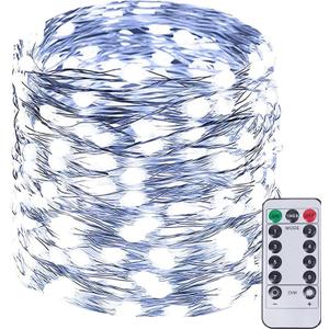 100 LED Christmas String Lights - Outdoor/Indoor Decorations, Super Bright with Remote, Waterproof Plug in 8 Modes Twinkle Lights for Room, Wedding, Xmas (Cool White) 100 LED Christmas String Lights - Outdoor/Indoor Decorations, Super Bright with Remote, Waterproof Plug in 8 Modes Twinkle Lights for Room, Wedding, Xmas (Cool White)