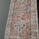 Lahome Oriental Washable Runner Rug, 2x6 Runner Rugs for Hallway Kitchen, Ultra-Thin Distressed Vintage Soft Long Carpet for Bathroom Bedroom Laundry Room, Peach/Orange