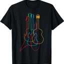 Colored Guitars Electric Acoustic Classical Gift T-Shirt - Black - S - Unisex - Short Sleeve - T-Shirt - Guitar Design - Birthday - Music Lovers