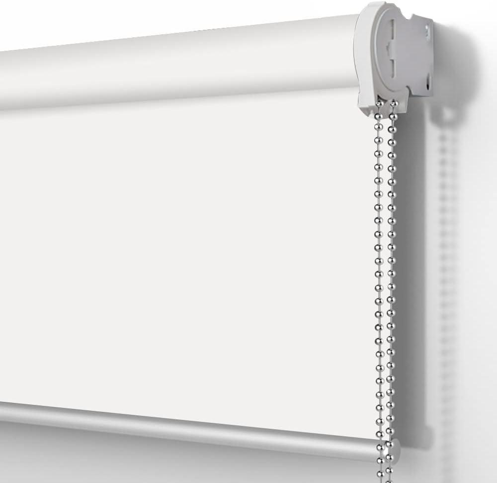 SUAKY Blackout Window Blinds Roller Shades, White Custom Window Shades Elegant Roller Blinds, Energy Saving UV Protection Roller Shades for Windows, Doors, French Doors