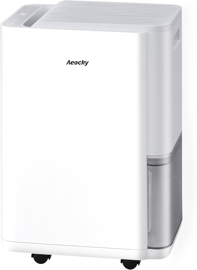 AEOCKY Max 45 Pint/D Small Compressor Dehumidifier with Drain Hose, 3000 Sq.Ft Dehumidifier for Basement, Bathroom, Bedroom, Home, 0.5 Gallon Water Tank Capacity, Intelligent Humidistat, Quiet