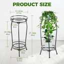 Plant Stand Indoor Outdoor 2 Tier 27" Tall Metal Potted Holder Rack Flower Pot Stand Heavy Duty Plant Shelf Rustproof Iron Multiple Plant Round Supports Rack for Planter Corner Garden Balcony Patio