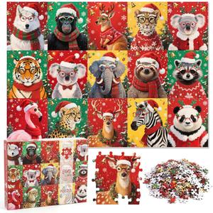 500 Piece Christmas Jigsaw Puzzles for Adults, Winter 2025 Jigsaw Animals 15 Pieces Puzzles Presents