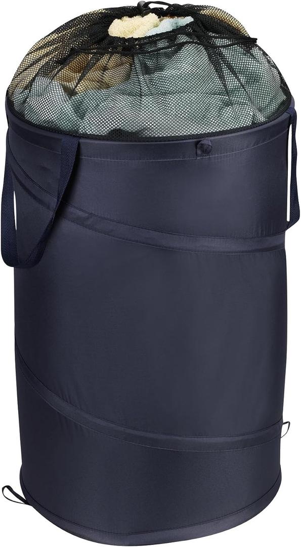 Household Essentials 2039 Pop-Up Laundry Hamper with Handles and Drawstring Closure, Blue 16-Inch by 20-Inch, 16"l X 16"w X 25"h
