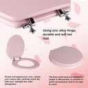 Pink Round Toilet Seat Natural Wood Toilet Seat with Zinc Alloy Hinges, Easy to Install also Easy to Clean, Scratch Resistant Toilet Seat by Angol Shiold (Round, Pink)