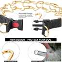 Chain Collar with Buckle Quick Release Adjustable Chrome Stainless Steel Dog Chain with Dog Tag Comfort No Pull Dog Collar(Gold, 24") (24"(for 20"-23.5" Neck))