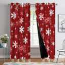 Red Christmas Curtains for Living Room 84 Inches Long Snowflakes Blackout Curtains for Bedroom Xmas Winter Grommet Room Darkening Thermal Insulated Window Treatments 52x84, 2 Panels