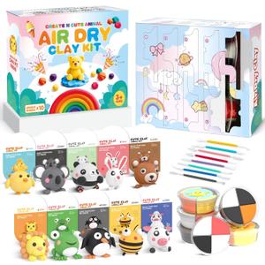 Air Dry Clay for Kids: Modeling Clay Animals DIY 10 PCS Blind Box Craft, Non-Stick Safe Air Dry Clay Kit with Sculpting Tools Mystery Box Gift for Girls Boys 3 4 5 6 7 8 9 Years Old