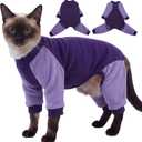 DENTRUN Cat Recovery Suit with Legs - Shedding Control & Anti-Licking Onesie, Stretchy Surgical Recovery Suit Cute Cat Clothes Indoor Soft Material for Comfort and Warmth for Pets, M